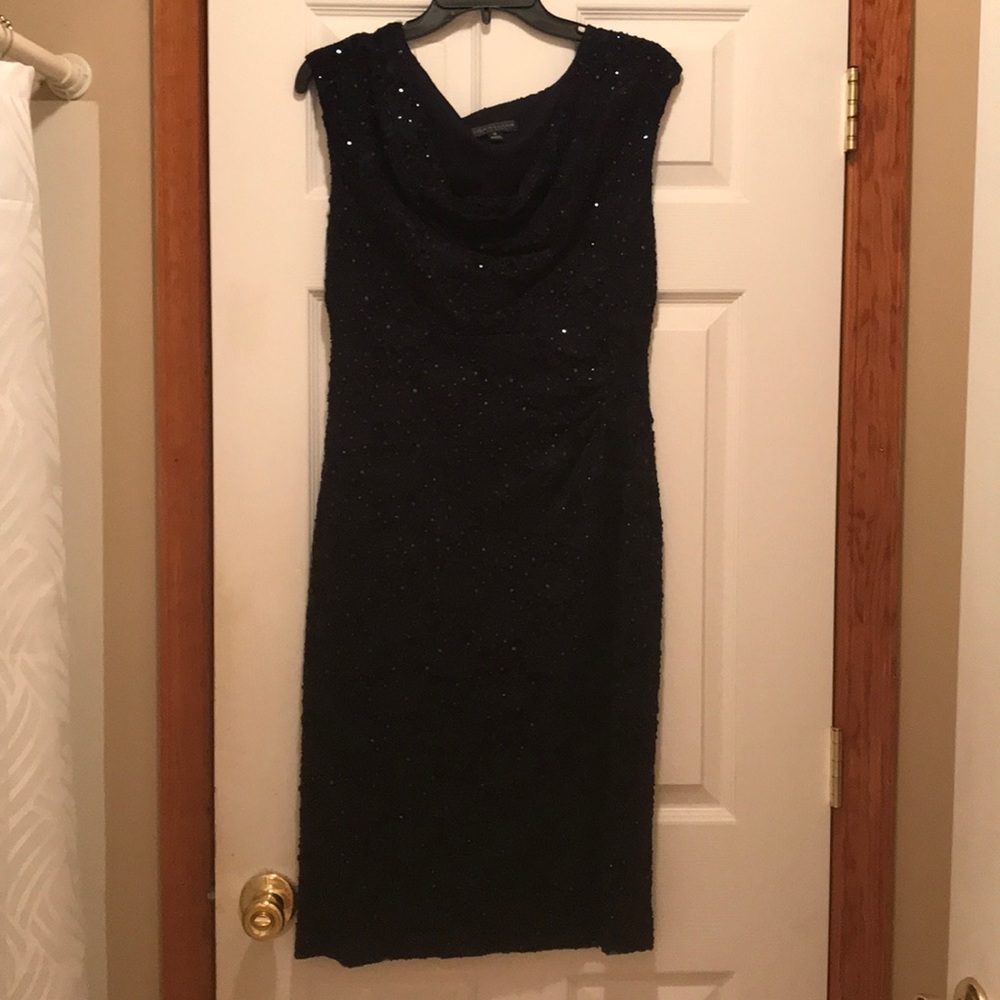 Lace sequin drape dress